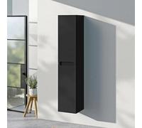 BERNSTEIN - Meuble Colonne Armoire suspendue Noir mat salle de bain MDF 35x170x35cm 2 portes charnières gauche/droite, Livrée assemblée - VIREO