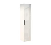 BERNSTEIN - Meuble Colonne Armoire suspendue salle de bain MDF Blanc brillant 165x35x35cm poignée Noir mat charnières flexibles gauche/droite, Livrée assemblée - TIM