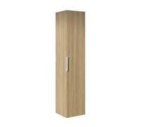 BERNSTEIN - Meuble Colonne Armoire suspendue salle de bain MDF Chêne clair 165x35x35cm poignée Chrome charnières flexibles gauche/droite, Livrée assemblée - TIM