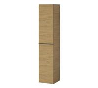 BERNSTEIN - Meuble Colonne Armoire suspendue salle de bain MDF Chêne miel poignée Anthracite mat 170x35x35cm, charnières flexibles gauche/droite, Livrée assemblée - LAVOA