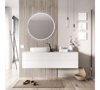 BERNSTEIN - Meuble sous vasque MDF Blanc mat salle de bain 140x52x46cm (LxPxH) + 2 tiroirs coulissants - MILOU140