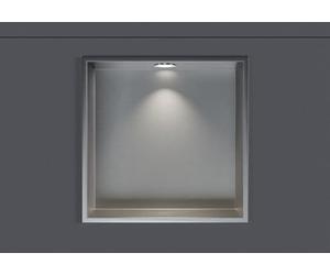 BERNSTEIN - Niche Murale Douche à Rebord Chrome 20x30x10cm Acier Inoxydable étagère encastrée Salle de Bain + 1 Spot LED Chrome, Anti-Rouille, étanche, Installation Facile - NT203010X