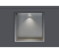 BERNSTEIN - Niche Murale Douche à Rebord Chrome 30x30x10cm Acier Inoxydable étagère encastrée Salle de Bain + 1 Spot LED Chrome, Anti-Rouille, étanche, Installation Facile - NT303010X