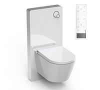BERNSTEIN - Pack WC japonais + Module sanitaire Blanc, Toilettes suspendu lavant céramique + télécommande, jet douche, séchoir air chaud, filtre à odeurs, Chasse Vortex 180°, 59x38x38cm - Pro+1102