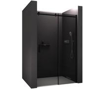 BERNSTEIN - Paroi de douche en verre Cabine de douche niche Parre douche encastrée porte coulissante - Noir mat - Toutes largeurs dispo - Etanche, Nano-revêtement, Poignée & Profils acier inox - NT806