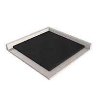 BERNSTEIN - Receveur de douche carré 90x90x3,2cm Noir Bac douche verre-résine SMC Effet pierre antidérapant avec pente, Résistant & Durable - série GT
