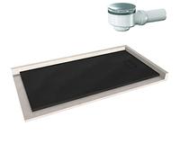 BERNSTEIN - Receveur de douche rectangulaire 90x180x3,2cm Noir Bac douche + Bonde type B verre-résine SMC Effet pierre antidérapant, Pente + Drain inclus, Résistant & Durable - série GT