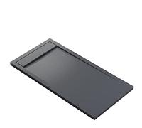 BERNSTEIN - Receveur de douche rectangulaire Gris Mat 160x80x4,5cm Bac douche Fonte minérale antidérapant + Pente & Couvercle, Résistant & Durable - NEW YORK