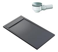 BERNSTEIN - Receveur de douche rectangulaire Gris Mat 160x90x4,5cm Bac douche Fonte minérale antidérapant + Bonde Dallmer Orio, Pente & Couvercle, Résistant & Durable - NEW YORK