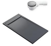 BERNSTEIN - Receveur de douche rectangulaire Gris Mat 160x90x4,5cm Bac douche Fonte minérale antidérapant + Bonde type B, Pente & Couvercle, Résistant & Durable - NEW YORK