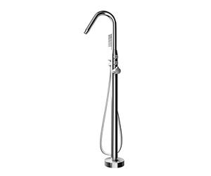 BERNSTEIN - Robinet Mitigeur Baignoire sur pied en Laiton Chrome 117cm + Douchette & Flexible 1,5m, Design Rond Moderne + Cartouche céramique - NT7752