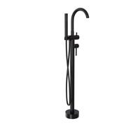 BERNSTEIN - Robinet mitigeur de baignoire, Robinet de bain sur pied rond en laiton design moderne et esthétique avec douchette - 117x15x15cm - Noir - flexible 1,5m, faible bruit, 2 robinets - 1414