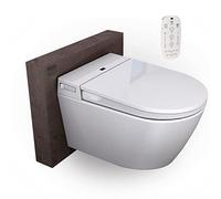 BERNSTEIN - Toilettes WC japonais suspendu lavant Cuvette Blanc + télécommande, siège chauffant, Jet douche & Stérilisateur, séchoir air chaud, filtre anti-odeurs, Abattant LED, 59x42x43cm - 540 PRO