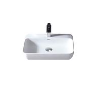 BERNSTEIN - Vasque Lavabo Rectangulaire à poser/suspendre fonte minérale Lave main mural Blanc mat 60x40x14cm sans Bonde - Design, Robuste & Durable - WG201