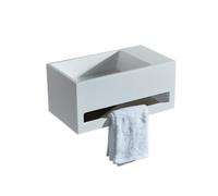 BERNSTEIN - Vasque Lavabo Rectangulaire suspendu Blanc mat 60x40x20cm Lave main mural fonte minérale + Porte-serviette & Bonde sans cache - Etagère à droite - Design, Robuste & Durable - TWG02