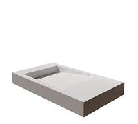 BERNSTEIN - Vasque Lavabo Rectangulaire suspendu fonte minérale Lave main mural Blanc mat 100x50x12cm + Ecoulement latéral & trous pré-percés de montage - Design, Robuste & Durable - PB2155