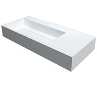 BERNSTEIN - Vasque Lavabo Rectangulaire suspendu fonte minérale Lave main mural Blanc mat 90x48x13cm + Ecoulement central - Design, Robuste & Durable - PB2015
