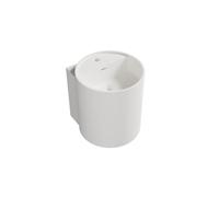 BERNSTEIN - Vasque Lavabo Rond suspendu fonte minérale Lave main mural Blanc mat 40x42x45cm + Bonde pop-up - Design, Robuste & Durable - NT2440