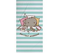BERONAGE Pusheen Purrfect Weekend Serviette de bain en 100 % coton de qualité velours - Serviette de plage - Serviette de sauna - Motif chat mignon - 75 x 150 cm