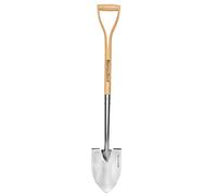 Berry&Bird Pelle pour creuser, pelle de jardin à pointe ronde avec poignée en D en bois, pelle de jardinage en acier inoxydable de 110 cm, pelle de plage, pelle à neige pour voiture et femme