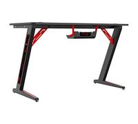 BERSERKER Bureau Gaming, 113 x 60 x 75 cm, Texture Fibre de Carbone, Support Casque et Gobelet, Noir/Rouge