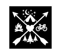 BERTDCX Accessoire Automatique Amour Camping Vélo Randonnée en Plein Air Montagnes Tente Vinyle Voiture Autocollant Voitures Camions Camionnettes Murs Ordinateur Portable(Wit)