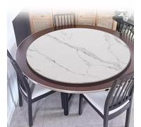 BERWDUXA IMUNKT 80cm 90cm Plateau De Service Rotative pour Table À Manger, Plateau Tournant en Bois, Grand Lazy Susan Rond, Plateau D'affichage Rotatif 360°(White Marble,45cm/18in)