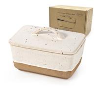 Besmeety Beurrier en céramique et porcelaine avec couvercle Blanc 450 ml