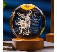 Besot Laser Gravé Signe du Zodiaque Cristal Balle Miniature 3D Cristal Artisanat Décoration en Verre Sphère Décoration de La Maison Accessoires Cadeau (Sagittarius, 2.36 inches)