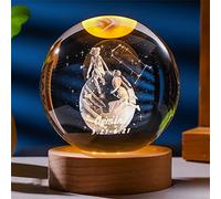 Besot Laser Gravé Signe du Zodiaque Cristal Balle Miniature 3D Cristal Artisanat Décoration en Verre Sphère Décoration de La Maison Accessoires Cadeau (Gemini, 2.36 inches)
