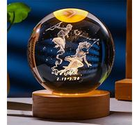Besot Laser Gravé Signe du Zodiaque Cristal Balle Miniature 3D Cristal Artisanat Décoration en Verre Sphère Décoration de La Maison Accessoires Cadeau (Pisces, 3.15 inches)