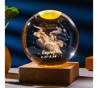 Besot Laser Gravé Signe du Zodiaque Cristal Balle Miniature 3D Cristal Artisanat Décoration en Verre Sphère Décoration de La Maison Accessoires Cadeau (Taurus, 3.15 inches)