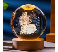 Besot Laser Gravé Signe du Zodiaque Cristal Balle Miniature 3D Cristal Artisanat Décoration en Verre Sphère Décoration de La Maison Accessoires Cadeau (Virgo, 2.36 inches)