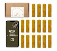 BESOULS Coffret Bougie Cire d'Abeille Naturelle 16 Bougies Parfumée Naturelles sans Paraffine Rituel 11/22 avec QR Guide Digital Bougie Décorative bougies parfumée au miel