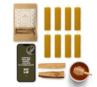 BESOULS Coffret Bougie Cire d'Abeille Naturelle 8 + 2 Palo Santo EN CADEAU Bougies Parfumée Naturelles sans Paraffine Rituel 11/22 avec QR Guide Digital Bougie Décorative bougies parfumée au miel