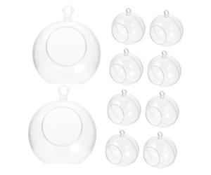 BESPORTBLE 10 Pièces Bougeoirs Suspendus en Plastique Transparent - Boules Photophore Décoratives à Remplir pour Bougies Chauffe-Plat Et Artisanat De Noël Ornements en Verre Acrylique