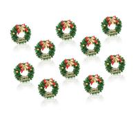 BESPORTBLE 10 Pièces Couronne de Noël en Plastique et Tissu, Décoration Suspendue Style Noël Mignon et Festif Miniature Verte pour Sapin et Table de Fête