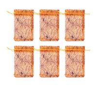 BESPORTBLE 100 Pièces Paquet en Organza Orange à Cordon Réutilisables pour Halloween, Pochettes Présents Festives pour Bonbons et Bijoux Lors de Fêtes