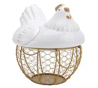 BESPORTBLE 1pièce Panier De Rangement Fer Moderne Avec Couvercle Pour Fruits Et Collations Organisateur De Cuisine Élégant Et Pratique Design Adorable Forme De Poule Et Doré