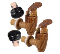 BESPORTBLE 2 Ensembles Robinet Pratique en Plastique pour Seau à Vin Bouchon Étanche, Accessoire Rustique pour Fûts de Bière et Occasions Spéciales, Design Imitation Bois