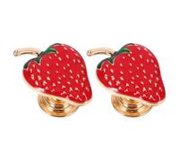 BESPORTBLE 2 Pièces Poignée de Meuble Rouge en Alliage de Zinc Design Fraise Unique, Trou Simple 4mm, pour Placards Cuisine et Décoration Intérieure