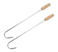 BESPORTBLE 2 Pièces poignées de démarrage magnétique de cuisine porte-bottes extérieur crochets de gazebo Gadgets crochet à viande crochets à viande avec manche en bois Acier inoxydable