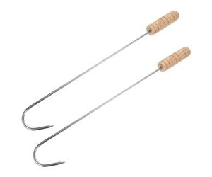 BESPORTBLE 2 Pièces poignées de démarrage magnétique de cuisine porte-bottes extérieur crochets de gazebo Gadgets crochet à viande crochets à viande avec manche en bois Acier inoxydable
