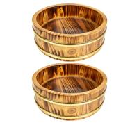 BESPORTBLE 2 Pièces Seau à Sushis en Bois, Cuve de Mélange pour Riz | Style Culinaire Japonerie Minimaliste, Capacité Portion, Rangement Facile, pour Camping et Activités