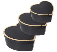 BESPORTBLE 3 Pièces Boîte Vide Cœur en Papier Noir, Coffret Présent | Boîte Décorative Simple, Finition Élégante et Délicate, pour Bonbons, Parfum, Usage Saint-valentin