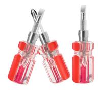 BESPORTBLE 3 Pièces Mini Tournevis à Double Usage, Manche Court, Acier | Tournevis Plat et Cruciforme Interchangeable, Outil Portable pour Réparation, Finition Rouge Compacte