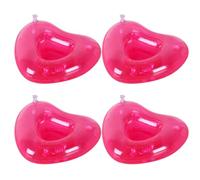 BESPORTBLE 4 Pièces Porte-bière Gonflable en PVC Forme Cœur Rose Pratique pour Piscine et Plage, Tapis Flottant pour Fêtes et Moments en Famille Couple