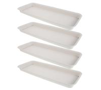 BESPORTBLE 4 Pièces Soucoupe pour Pots de Fleurs Rectangulaire en Résine, Blanche, Bac à Eau, pour Pots de Fleurs et Jardinières, Usage Intérieur et Extérieur, Maison, Drainage
