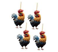 BESPORTBLE 4 Pièces Suspension De Jardin Coq Poulet Décoration De Noël Coq Volaille Poulailler Et Courir Panneaux De Poulailler En Plein Air Coq De Jardin Les Poules Girouette Acrylique