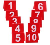 BESPORTBLE Cartes de Placement en Acrylique Rouge Recto Verso Numérotées 10pcs, Numéros pour Tables de Restaurant, Design Minimaliste pour Réceptions et Fêtes D'anniversaire